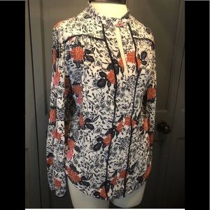 Porridge Women’s Red White  Floral Tunic Top Sz L